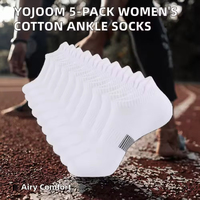 Chaussettes basses pour hommes et femmes, respirantes, antidérapantes, tricotées, ODM, 5 paires, blanches, pour le sport et la course à pied