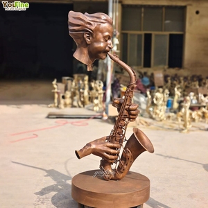 Jazz Saxophone <span class=keywords><strong>Player</strong></span> nhạc sĩ điêu khắc đồng người đàn ông chơi Saxophone tượng để bán - Product Image 3