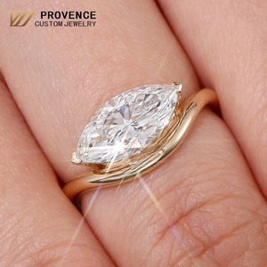 PROVENCE fine jewelry custom anillo de diamantes de 18k lab grown diamond 2 ct elongated <b>ring</b> <b>couples</b> wedding bands for women - Product Image 1