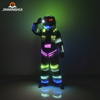 Disfraz de Robot LED con Control Remoto, Ropa Brillante, Casco de DJ para Discoteca, Color Personalizado, Plástico y Metal, para Halloween, VIP, Baile