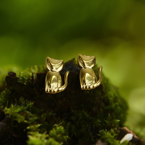Fashion Stud <b>Earrings</b> <b>Cat</b> Shape PVD Gold Plated 316L Stainless Steel Sustainable Resistant Jewelry - Product Image 3