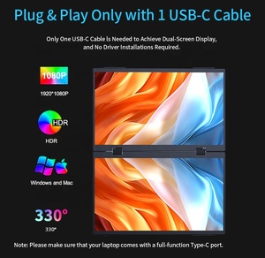Biểu Tượng Tùy Chỉnh Xoay USB Loại C Thứ Cấp Màn Hình Cảm Ứng Màn Hình 18.5 Inch 1080P Màn Hình Kép Màn Hình Di Động Cho Máy Tính Xách Tay - Product Image 4