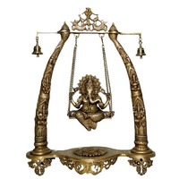 Statue de Ganesh pivotante en laiton poli plaqué or, de qualité supérieure, style moderne et traditionnel, religieuse et antique, cadeaux festifs de pendaison de crémaillère