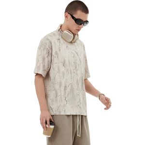 Men's 3D Jacquard <b>Tie</b>-Dye Oversized Short Sleeve Crew Neck Casual Streetwear Tee - Product Image 3