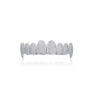 Blues thiết kế mới bạc Zircon Kim cương ma cà rồng grillz Răng Nanh Ice out CZ Zircon grills răng grillz Top dưới một bộ - Product Image 3
