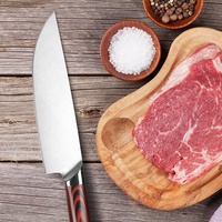 Couteau de cuisine personnalisé en acier inoxydable super tranchant à lame large avec antidérapant avec manche rouge G10