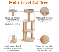 Style moderne Grand arbre à chat en bois massif multicouche Condo Matériau durable en sisal avec grattoirs Emballage en carton Lit à gratter
