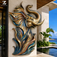 Sculpture murale en bronze d'éléphant, artisanat métallique, taille réelle, art animalier artisanal sur mesure pour hôtel, villa, bureau, mur d'accentuation