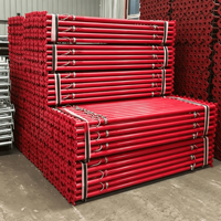 Puntales de acero para apuntalamiento de techos, sistema de bloqueo de pasador para tubos de acero sin costura, puntal de acero con cabeza dividida para andamios.