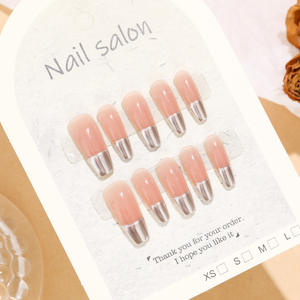 T583-T616 Hoge Kwaliteit 10 Stuks Naakt En Wit Amandelvorm Kersen Design Franse Pers Op Nagels Valse Nagels - Product Image 4