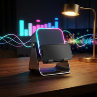 Nouveau support de téléphone haut-parleur sans fil à induction, rechargeable avec lumière RGB, lecteur de musique, support d'enceinte carré 5-en-1, vente chaude