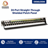 Panel Patch RJ45 24 Port CAT6A Terlindung STP dengan Pelat Terminasi Jaringan dan Blank Bar Belakang untuk Pemasangan di Rak