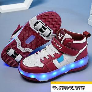 Dingjian Kids High Top Roller Skates With Led Lights 28-41 Size Convertible Four Wheel Sport Shoes - Product Image 5