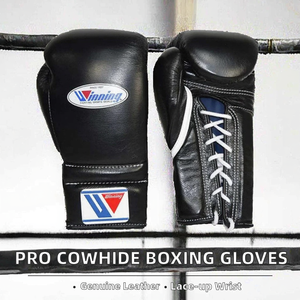 Guantes de Boxeo Profesionales Personalizados de Piel de Vacuno Premium con Cordones Elásticos para Entrenamiento al Aire Libre - Product Image 2