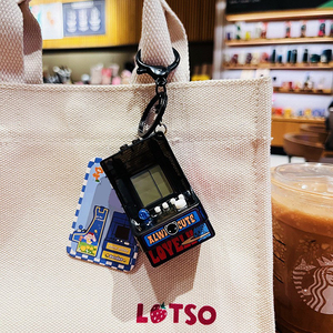 Vintage Pocket Game Machine Keychain Single Arcade Button <b>Keyring</b> Game Device Keychain Puzzle Toy Decoration Bag <b>Charm</b> Accessory - Product Image 5