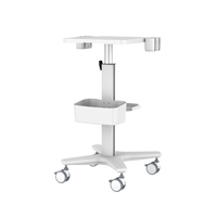 Chariot médical professionnel moderne en alliage d'aluminium pour équipement d'hôpital et de clinique, chariot mobile pour échographe avec deux supports pour sondes