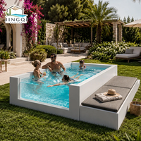 Maßgefertigtes Modernes Outdoor-Familien-Gartensofa Rechteckiger Fiberglas-Loungesessel für Freizeit und Entspannung im Oberirdischen Schwimmbad