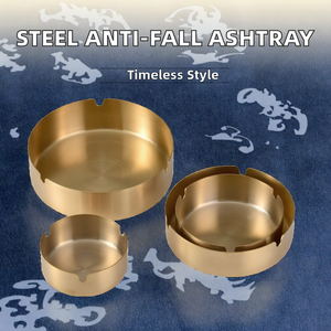 Cendrier créatif en acier inoxydable rond épais anti-chute TERWIN en gros pour hôtel, café, restaurant - Product Image 2