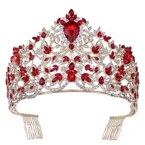 Grand diadème de mariage en cristal reine royale couronne bandeau métal princesse diadème pour mariée bal reine Quinceanera coiffes
