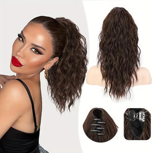 UMS 蓬松分层波浪马尾辫 - 抽绳微卷合成发束无蕾丝高马尾辫 - Product Image 4