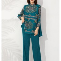 Haut plissé Miyake de luxe épais à manches volantées, col noué décontracté, élégant, tridimensionnel, pour femme, style navetteur, effet métallique