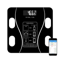 Balance connectée numérique 180 kg pour usage domestique, moniteur de masse grasse, de masse musculaire et d'hydratation corporelle, écran LCD en verre trempé, balance électronique