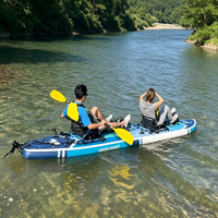 Planche de SUP gonflable double pour sports nautiques en plein air, bateau de pêche gonflable équipé d'un système de repose-pieds en métal