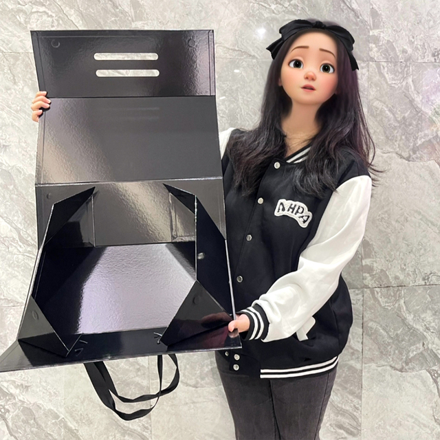 Customizable Logo Apparel Recycled Cardboard Box Black Folding Wig Box Luxury Magnetic Boxes With Handle for Packaging Big Size