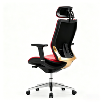 Chaise de bureau de direction ergonomique en cuir PU rouge avec base en aluminium de style moderne pour PDG