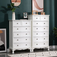 Commode à 5 tiroirs en bois massif, armoire de rangement de style américain pour chambre à coucher, salon, buffet avec étagères