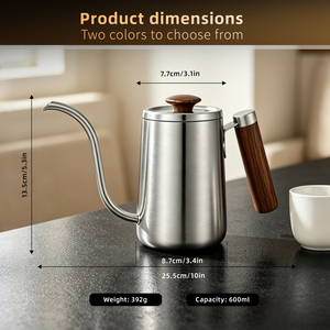Bollitore per Caffè a Collo d'Oca in Acciaio Inox da 600ml con Manico in Legno, per Casa, Ufficio e Campeggio - Product Image 2