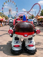 Robot en fibre de verre à chevaucher, électrique, pour usage intérieur et extérieur, véhicule partagé pour enfants pour parcs d'attractions et centres commerciaux