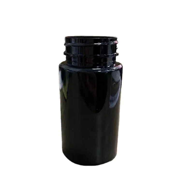 100ml schwarz kunststoff flasche mit label + post label durch maschine