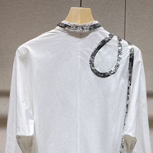 Camicette e camicie di cotone con diamanti eleganti da ufficio di fascia alta per <span class=keywords><strong>donna</strong></span> 2025 <span class=keywords><strong>autunno</strong></span> nuova tendenza alla moda larghe top Casual - Product Image 2