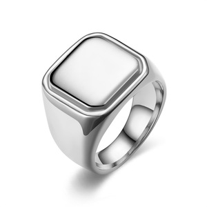 Herren Einfache Quadratische Ringe Mode Persönlichkeit Hip-Hop Quadratischer Individueller Siegelring Edelstahl Logo Name Gravierter <span class=keywords><strong>Ring</strong></span> Wasserdicht - Product Image 5