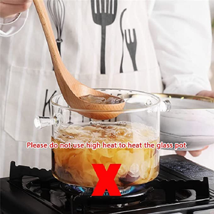 Aeofa Pot en verre borosilicaté transparent pyres résistant à la chaleur casserole en verre borosilicaté avec couvercle en verre - Product Image 2