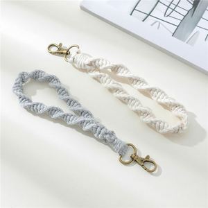 Rope Braided Colorful Macrame <b>Tassel</b> Wristlet Keychain Craft Accessories Handmade Boho Cotton <b>Key</b> Chain Macrame Wrist Keychains - Product Image 5