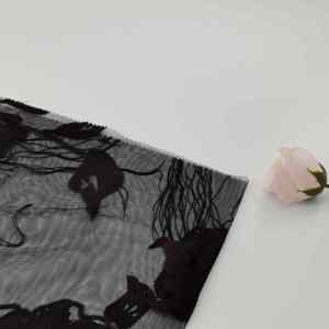 Bellissimo Tessuto in <span class=keywords><strong>Organza</strong></span> Trasparente con Motivo Floreale Viola Lilla Ricamato <span class=keywords><strong>per</strong></span> <span class=keywords><strong>Abiti</strong></span> da Sposa - Product Image 5