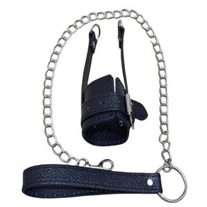 PU leather Cock bondage <b>restraint</b> strap with traction chain penis cuffs harness SM sex products for men adult slave game% - Product Image 3