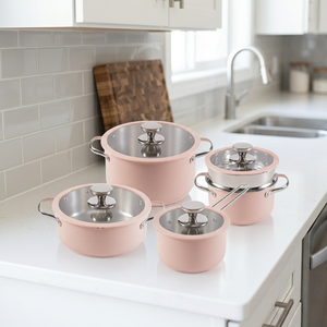 Yolecen – Ensemble de 9 ustensiles de cuisine antiadhésifs en acier inoxydable 304, comprenant une marmite à double anse, une cocotte vapeur, une casserole à lait et un <span class=keywords><strong>couvercle</strong></span> en verre, style coréen - Product Image 4