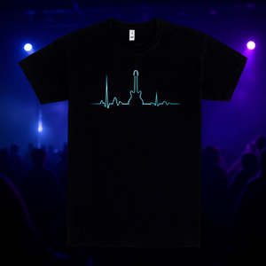 T-shirt Electrorock nera con design a forma di cuore di chitarra, regalo per amanti della musica, unisex, taglia adulta M L XL XXL - Product Image 3