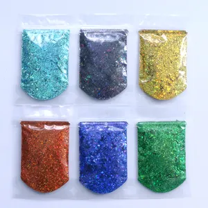 Penjualan Terbaik 1Kg Kerajinan Poliester Glitter Massal Kosmetik Kelas Holografik Chunky Campuran Tubuh Glitter