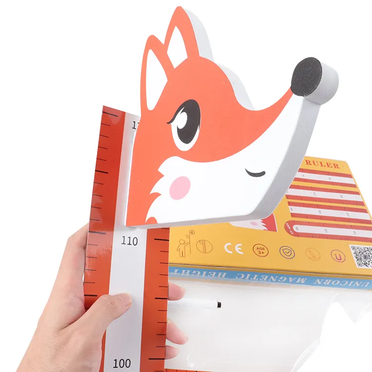 3D Wall Stickers Children 's Height Measuring Ruler Sliding Foam Material Cartoon Animals With Magnetic For Baby Room