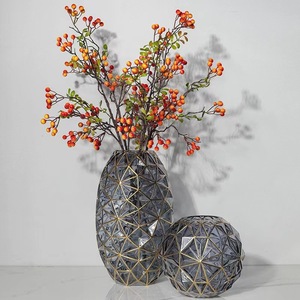 Light Luxury Creative Hydrangea Painted Gold Glass <b>Vase</b> Flower Arranger Living Room Home Glass <b>Vase</b> - Product Image 6