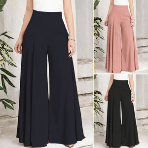 Pantalon droit taille haute décontracté pour femme, style vintage, mode bureau, respirant, anti-plis, fermeture élastique, longueur totale, 100% - Product Image 3