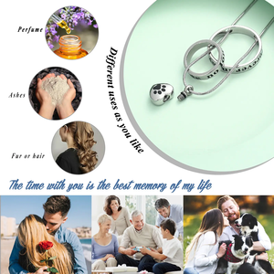 Para sempre em meu coração, não mais pelo meu lado Cremação Pet Urna Colar para Cinzas Pingente Jóias para <span class=keywords><strong>Dog</strong></span> Paw Print - Product Image 5