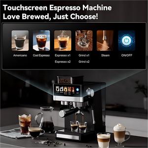 Machine à expresso avec moulin intégré, 20 bars, <span class=keywords><strong>cafetière</strong></span> tout-en-un avec mousseur à lait, fonction cold brew, 30 réglages de mouture - Product Image 2