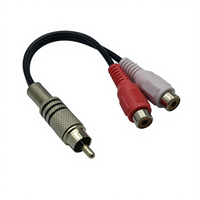 Câble audio double RCA femelle vers RCA mâle avec gaine en PVC compatible avec lecteur DVD, téléviseur HD, ordinateur, autoradio