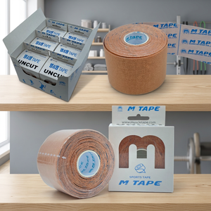 เทปพันกีฬา M Tape ขนาด 5 ซม. x 5 ม. สีเบจ ผ้าฝ้ายยืดหยุ่นแบบม้วนไม่ตัด พร้อมกาวอะคริลิก ได้รับการรับรองมาตรฐาน CE ใช้ได้ทุกฤดู เหมาะสำหรับทุกเพศ - Product Image 1