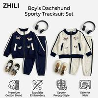 Ensemble cardigan décontracté coréen en polyester pour enfants, avec nouveau pull zippé rayé à blocs de couleur, collection Da Tong Chunqiu